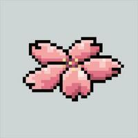 Pixel art illustration Sakura Flower. Pixelated Sakura Flower. Beautiful Japanese Sakura Flower icon pixelated for the pixel art game and icon for website and video game. old school retro. vector