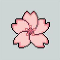 Pixel art illustration Sakura Flower. Pixelated Sakura Flower. Beautiful Japanese Sakura Flower icon pixelated for the pixel art game and icon for website and video game. old school retro. vector