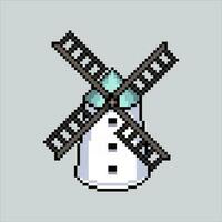 Pixel art illustration Windmill. Pixelated Windmill. Windmill Farm icon pixelated for the pixel art game and icon for website and video game. old school retro. vector