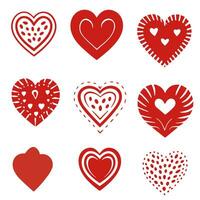 red hearts shape collection vector