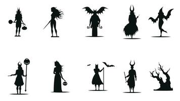 Set of halloween silhouettes black twitch vector