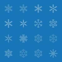 Line art snowflake winter set. Winter flat vector decorations elements.