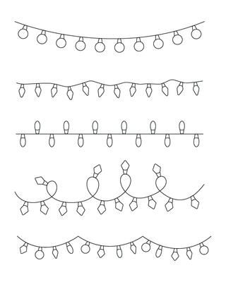 Outline christmas lights set. Xmas light strings