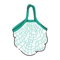Eco friendly string bag for shopping isolated on white background. Zero-waste shopping. Sustainability at home. vector