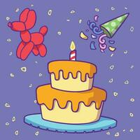 linda cumpleaños fiesta dibujos animados decoración vector