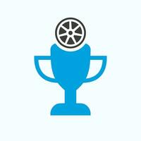 Car Sport Championship Trophy Logo Design Concept With Tire And Trophy Icon vector