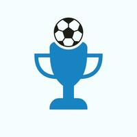 Football or Soccer Championship Trophy Logo Design Concept With Football And Trophy Icon vector