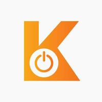 Letter K Power Logo Bolt Sign For Electronic Symbol vector