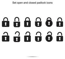 Set open and closed padlock icons, Vector illustration