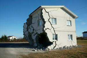 Crack wall house. Generate Ai photo