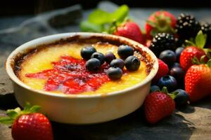 Creme brulee berry. Generate Ai photo