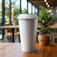 el plastico tazas en llanura blanco escarchado antecedentes en cafeterías y supermercados, genial para producto marca, publicidad, Bosquejo, negocio, social medios de comunicación, producto decoración. generativo ai imágenes foto