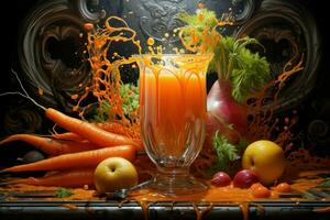 Carrot juice pot. Generate Ai photo