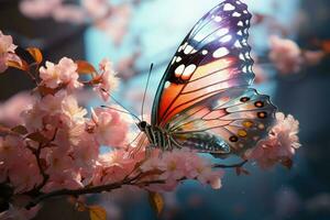 migratorio monarca mariposa. generar ai foto