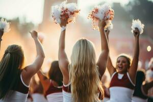 Energetic Cheerleaders cheering game. Generate Ai photo