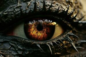 Powerful Black dragon eye. Generate Ai photo