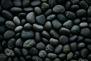 Glossy Black stones background. Generate Ai photo