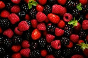 Vibrant Berries red fruits mix. Generate Ai photo