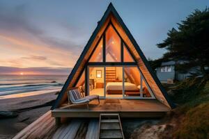 Secluded Cozy beach cabin. Generate Ai photo