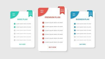 Pricing Table Subscription Packages Comparison Infographic Template Design vector