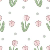 Illustration vector graphic of tulip background in pixel art style