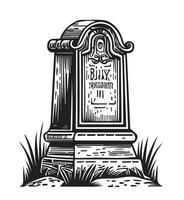 lápida sepulcral cementerio bosquejo mano dibujado en garabatear estilo vector ilustracion