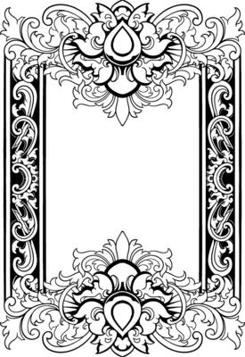 Lineart classic vintage carved ornament element design