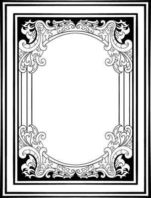 Lineart classic vintage carved ornament element design