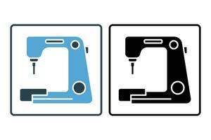 Sewing Machine icon. Icon related to textiles and sewing. Solid icon style. Simple vector design editable