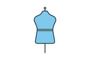 Mannequin icon. Icon related to textiles, sewing and used for displaying clothing made from textiles. Flat line icon style. Simple vector design editable
