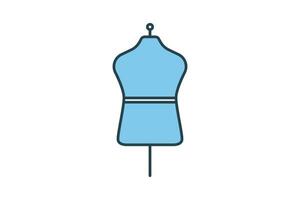 Mannequin icon. Icon related to textiles, sewing and used for displaying clothing made from textiles. Flat line icon style. Simple vector design editable