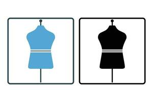 Mannequin icon. Icon related to textiles, sewing and used for displaying clothing made from textiles. Solid icon style. Simple vector design editable