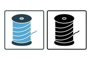 Spool thread icon. Icon related to textiles and sewing. Solid icon style. Simple vector design editable