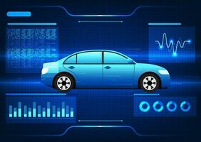 tecnología ese integra con el coche en orden a acceso el actuación de el carros sistemas y nuevo innovaciones ayuda analizar problemas rápidamente. el coche es escaneado vector