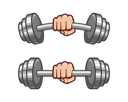 hand holding barbell vector
