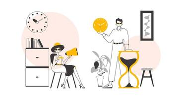 HR team. The concept of finding employees for work. Linear trendy style. Vector illustration.