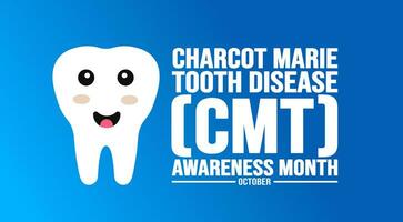October is Charcot-Marie-Tooth Disease CMT Awareness Month background template. Holiday concept. background, banner, placard, card, and poster design template with text inscription and standard color. vector