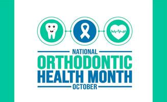 October is National Orthodontic Health Month background template. Holiday concept. background, banner, placard, card, and poster design template with text inscription and standard color. vector