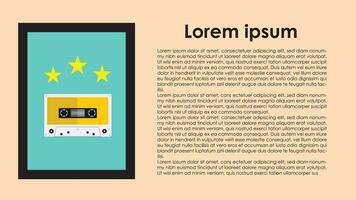 Cassette tape with 3 star in frame. honor frame. wall of fame with retro style vector illustration have blank space.