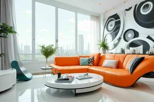 living room in trendy futurism style. Pro Photo