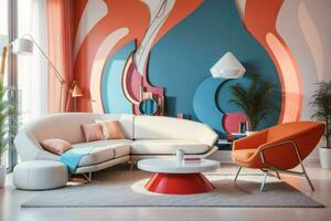 living room in trendy futurism style. Pro Photo