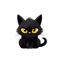 carino cartone animato nero gatto etichetta clipart ai generato png