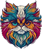 Colorful Cat Face Logo Illustration with AI Generative png