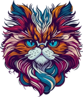 Colorful Cat Face Logo Mascot PNG AI Generative