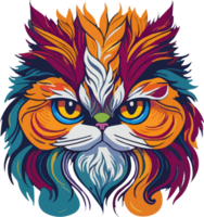 Colorful Cat Face Logo PNG Free AI Generative