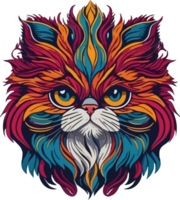 Colorful Cat Face Logo Character AI Generative png