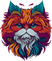 colorato gatto viso logo png trasparente ai generativo