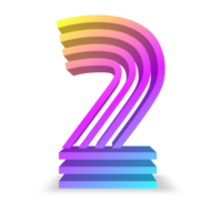 3d number with rainbow colors png