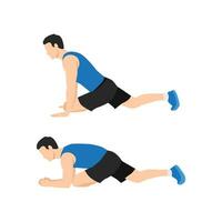 Man doing Pigeon glute stretch exercise. vector