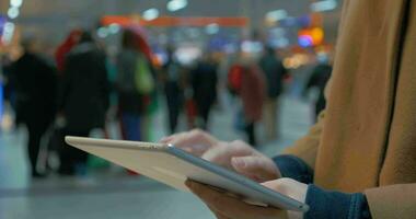 Woman Writing on Tablet PC video